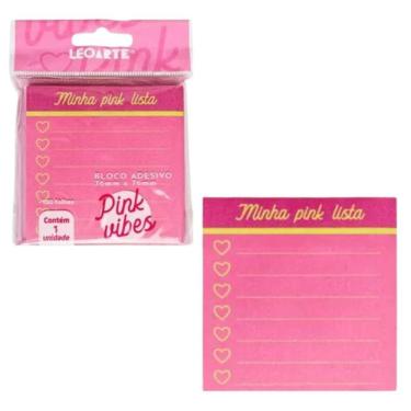 Imagem de Bloco Adesivo Pink Vibes Lista Com 100 Folhas Leoarte