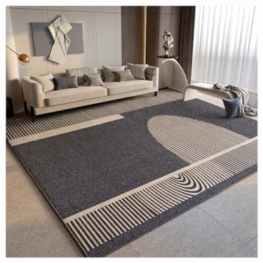 Imagem de SPXMQSS Tapetes de sala de estar, grande, macio para quarto, resistente à sujeira e ao desgaste, tapete lavável com forro antiderrapante, para quarto, sala de jantar, escritório, preto/bege