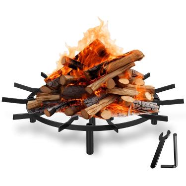 Imagem de Mdkave Grelha redonda para fogueira, grelha de fogueira resistente, lareira decorativa para fogueiras ao ar livre, fogões a lenha e fogueiras de acampamento ao ar livre (preto, 66 cm)