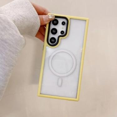Imagem de Capa protetora magnética com absorção de impacto para carregamento do Samsung Galaxy S25 S24 Ultra Plus (para Galaxy S25+/Amarelo)
