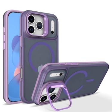 Imagem de Capa de luxo fosca transparente com suporte, resistente a impactos e com ímã, para iPhone 17, 16, 15, 14 Plus, 13, 12 Pro Max, 17 Air e 16e (para iPhone 16e/ROXA)