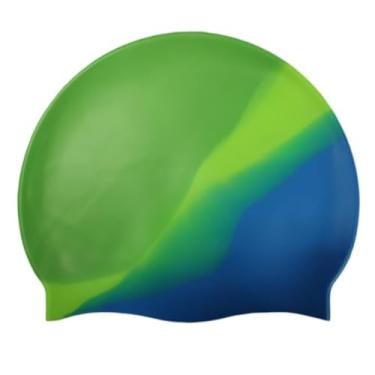 Imagem de Touca de Natação Impermeável，Toca de Natação Adulto，Touca De Natação Silicone Lisa Colorida Multicor (Azul/Amarelo/Verde)