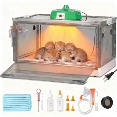 Imagem de MUDUOBAN Incubadora de filhotes, incubadora de filhotes com ventilador de aquecimento, ventilação, circulação, design e oxigenador, incubadora para filhotes, gatinhos com tapete de cama para animais