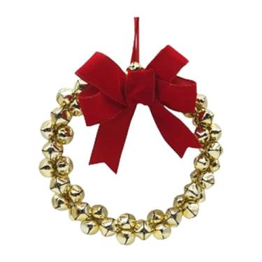 Imagem de Fiocias Guirlanda de Natal com Sinos E Laço, Pequena Decoração Natalina para Lareira Festiva, Style C