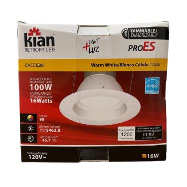Imagem de Luminária LED Kian Retrofit PRO ES 16W 1200lm 2700K Branco Quente Base E26 Dimerizável 120V
