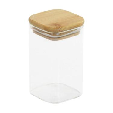 Imagem de Pote Hermético De Vidro Borossilicato 250ml Com Tampa De Bambu - Square Storage Jar