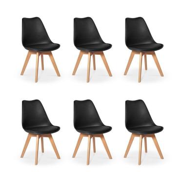 Imagem de Conjunto 06 Cadeiras Eames Wood Leda Design Preta