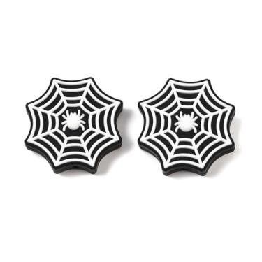 Imagem de LiQunSweet 20 contas focais de silicone teia de aranha tema de Halloween animais aranha contas espaçadoras para joias faça você mesmo, pulseira, colar, brinco, bolsa, telefone, chaveiro, caneta
