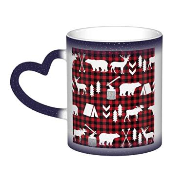 Imagem de Copo de café divertido de Natal com árvore de veado de vaca, copo de cerâmica que muda de cor sensível ao calor 12 Oz, para café/chá/leite/cacau, para adolescente/aniversário/festival/presentes