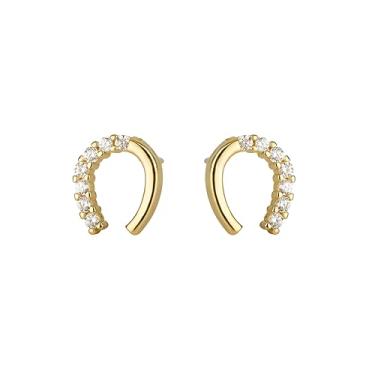 Imagem de Dreuyet Brincos femininos Rhinstone em forma de U em forma de ferradura fofos, pequenos cristais de zircônia cúbica para cartilagem, piercing de cartilagem, delicados, minimalistas, amantes de cavalos