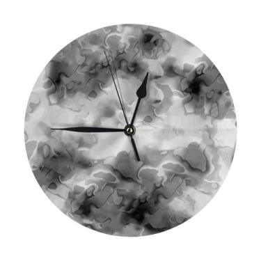 Imagem de ZERAOKE Marmoreio - Relógio de parede redondo moderno - silencioso sem tique-taque operado por bateria, decoração de mesa ou parede para sala de estar, quarto, escritório.