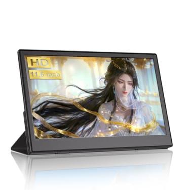 Imagem de JUSTTHINK Monitor portátil para laptop, 11,6 polegadas, 1080p, tela LCD, 60Hz, suporte de parede e suporte de mesa, conexão HDMI/USB-C, leve para viagens