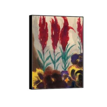 Imagem de Pintura de arte de parede de flores - imagem de decoração vintage - flores 2 - impressões em tela de moldura preta para sala de estar 70 x 100 cm 27 x 39 pol