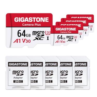 Imagem de Gigastone Pacote com 5 cartões micro SD de 64 GB, câmera Plus, cartão de memória MicroSDXC para Wyze, câmera de vídeo, câmera de segurança, smartphone, tablet Fire, gravação de vídeo 4K, UHS-I U3 A1