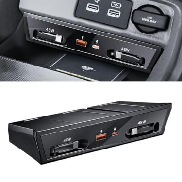 Imagem de Hub USB para console central compatível com Honda Civic 2022 2023 2024 2025, estação de ancoragem de cabos retráteis de 45 W para carro com 4 portas