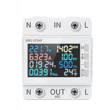 Imagem de WiFi Medidor de Energia 8em1 Potência Multifuncional Controle Remoto via APP para Celular Tensão e Corrente Montagem em Trilho Padrão 170-270V 63A