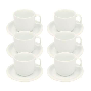 Imagem de Kit 6 Xícaras de Chá com Pires 220ml em Porcelana - Bot Art
