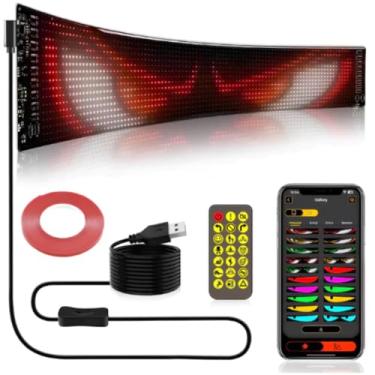 Imagem de 20 cm x 90 cm, sinal luminoso para carros, olhos de LED animados para para-brisas de carro, caminhão, dinâmico, programável, LED, com controle de aplicativo para janelas de carros, SUVs, caminhões