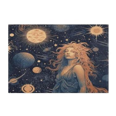 Imagem de Burbuja Tapete de banho Sun Moon Stars, tapete de banheiro absorvente extra macio com suporte antiderrapante para banheiro, banheira, chuveiro, 40 x 61 cm