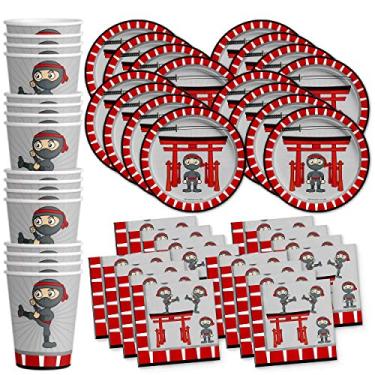 Imagem de Ninja Warrior Birthday Party Supplies Set Plates Napkins Cups Tableware Kit for 16
