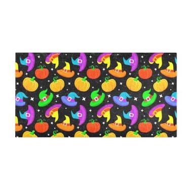 Imagem de Burbuja Tapete de corredor colorido chapéus de bruxa de pelúcia antiderrapante tapete de borracha para corredor, quarto, sala de estar, decoração de entrada, lavável na máquina, 51 x 99 cm