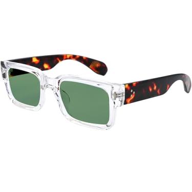 Imagem de Kursan Óculos de sol quadrados grossos pretos para homens e mulheres óculos de sol retangulares modernos com proteção UV400, Moldura transparente/G15