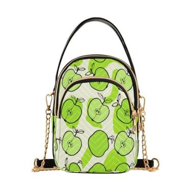 Imagem de CEBUGI Bolsa tiracolo feminina clutch bolsa de telefone frutas verdes elegante bolsa de ombro com alça de corrente removível