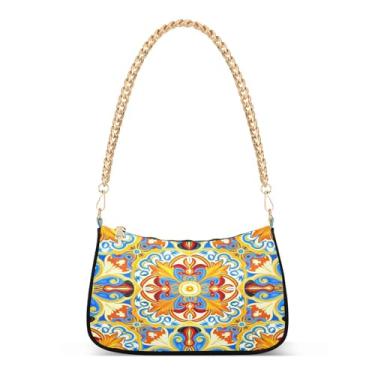 Imagem de CEBUGI Bolsas transversais femininas bolsa de ombro colorida Pattren bolsa clutch elegante com alça de corrente