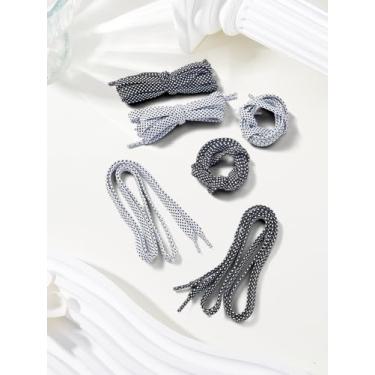 Imagem de 4 pares de cadarços de poliéster, cadarços planos com estampa de bolinhas pretas e brancas, cadarços atléticos com bolinhas para uma variedade de sapatos de corrida, 130 x 1 cm