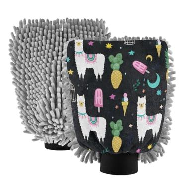 Imagem de STAYTOP Lindas luvas de lavagem de carro de alpaca 2 peças, luvas de microfibra de chenille, sem arranhões, panos de esponja de lavagem ultra absorventes para carros, limpeza doméstica - M