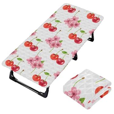 Imagem de Burbuja Lençol de berço de flor de cerejeira para crianças, lençol de cochilo acolchoado portátil com faixa elástica para meninas e meninos, lavável na máquina, 63,5 x 127 cm