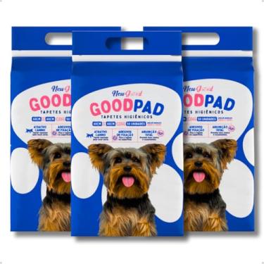 Imagem de KIT 3 Pacotes Tapete Higiênico Good Pad para Cachorro 60cm x 60cm com 50 Unidades Sanitário Super Absorvente Antivazamento Alta Absorção Descartável Premium Atrativo