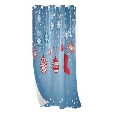 Imagem de CEBUGI Cortinas blackout de bolas de Natal para quarto, sala de estar, painéis de cortina de janela com isolamento térmico (1 painel, 132 cm L x 213 cm C)