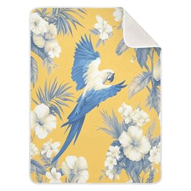 Imagem de Burbuja Cobertor de bebê de papagaio de arara azul tropical para meninos e meninas, cobertor macio e quente para berçário, cobertor infantil de 76 x 101 cm