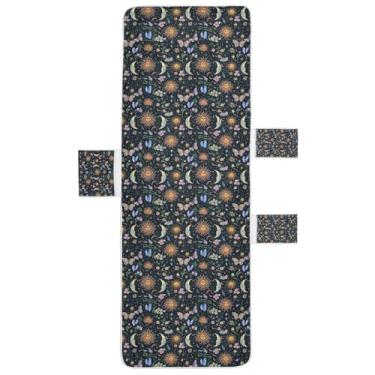 Imagem de STAYTOP Capa de toalha para cadeira de descanso, sol lua celestial padrão de corpo celestial, capas de cadeira de praia com bolsos para jardim ao ar livre, pátio, pátio, banhos de sol, gramado, 216 x