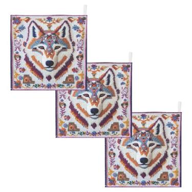 Imagem de STAYTOP Lindas toalhas de banho de musselina com estampa de lobo de malha pacote com 3 - panos macios de rosto para recém-nascidos, toalhas de banho e rosto absorventes para bebês, lenços de algodão