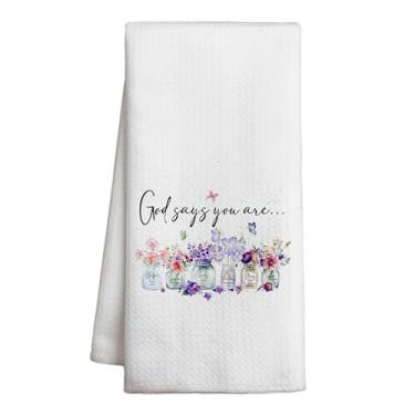 Imagem de BSIKAIK Toalhas de cozinha florais cristãs, presentes religiosos para mulheres, aniversário, flores, pratos, toalhas de prato para cozinha, banheiro, decoração de casa, toalha de chá para limpeza