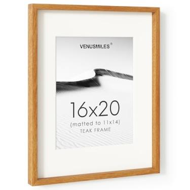 Imagem de Moldura para fotos de 40,6 x 50,8 cm, moldura de colagem de fotos de madeira teca natural com vidro temperado HD, moldura de madeira simples moderna de 40,6 x 50,8 cm fosca para 28 x 35 cm, tela