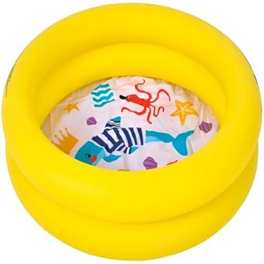 Imagem de Piscina Infantil Inflável Oceano, PVC, 76cm Diâmetro x 20cm Altura, 46 Litros, Design Marinho Colorido, 2 Anéis, para Crianças Acima de 1 Ano