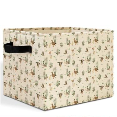 Imagem de HSIASHENG Caixa de armazenamento de berçário de pato-real com alças, cesta rústica de pato e patinho, cesto de roupa dobrável, organizador de brinquedos para crianças, meninos, sala de jogos, banheiro