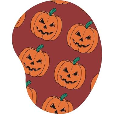 Imagem de Mouse Pad Ergonômico Gota Abóboras de Halloween Fundo Bordô
