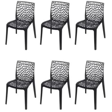 Imagem de Kit 6 Cadeiras Reforçadas em Polipropileno para Jantar Restaurante e Área Gourmet – Cadeira Plástica Preta
