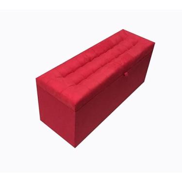 Imagem de Puff Baú Decorativo 1 Metro com Pistão a Gás – Banco Estofado para Sala e Quarto Puff Organizador com Tampa Diversas Cores (Vermelho suede,Rodizios c/travas)