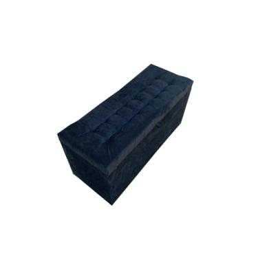 Imagem de Puff Baú Decorativo 1 Metro com Pistão a Gás – Banco Estofado para Sala e Quarto Puff Organizador com Tampa Diversas Cores (Preto Suede,Pés em PVC)