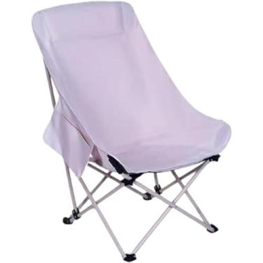 Imagem de SNCIDSGE Cadeiras dobráveis de acampamento, cadeiras leves de piquenique, cadeiras de lua para adultos com bolsos laterais e bolsa de transporte para uso ao ar livre (rosa roxo, A)