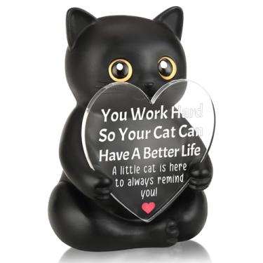 Imagem de FTONENI Decoração de mesa de incentivo de gato preto, presente de agradecimento para colega de trabalho, professor, enfermeira, estatueta engraçada de escritório para agradecimento e presentes de