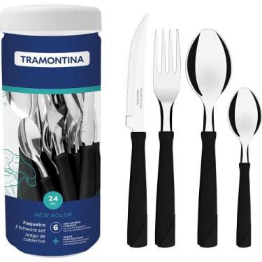 Imagem de Faqueiro Tramontina New Kolor, 24 Peças, Preto - 23198/093, Preto