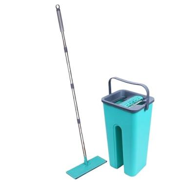 Imagem de Rodo Mop Flat 2 Refis Esfregão Com Balde Rodo Mágico Lava Seca Tira Pó Limpeza