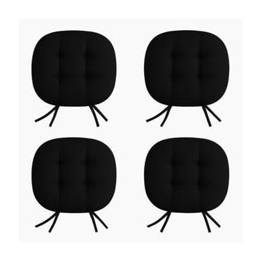 Imagem de Kit de Assentos De Cadeira Futon 40x40 - Liso Redondo Oxford Macio e Confortável com Amarração (Preto,2)