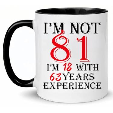 Imagem de Choinn Presentes de aniversário de 81 anos para mulheres e homens, virando 81 anos, presente de aniversário, caneca de café, ideias engraçadas de 1945 para presentes de aniversário de 81 anos - Dia